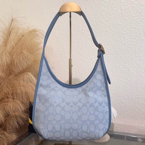 Authentic Coach Ergo Shoulder Bag In Signature Jacquard - Marble Blue/Azure